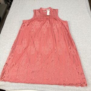 Maurices Womens XL Pink Floral Lace Mock Neck Sleeveless Shift Dress NWT